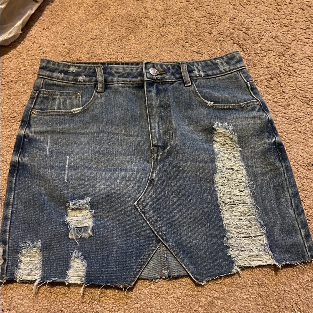 Distressed Jean Skirt